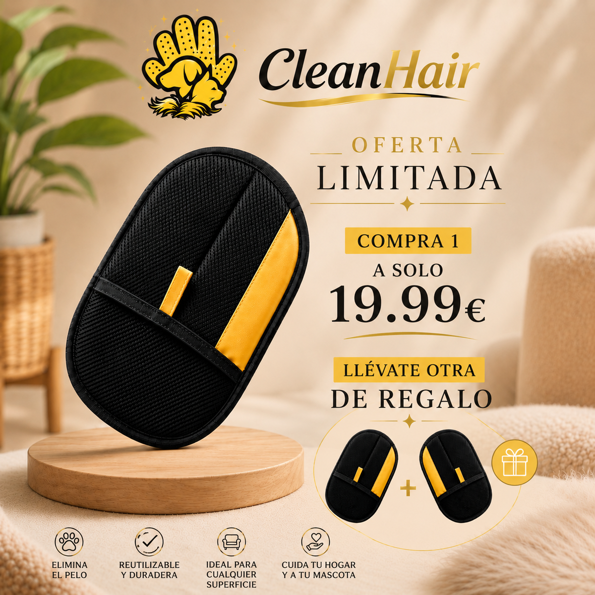 1 Manopla CleanHair + otra de REGALO
