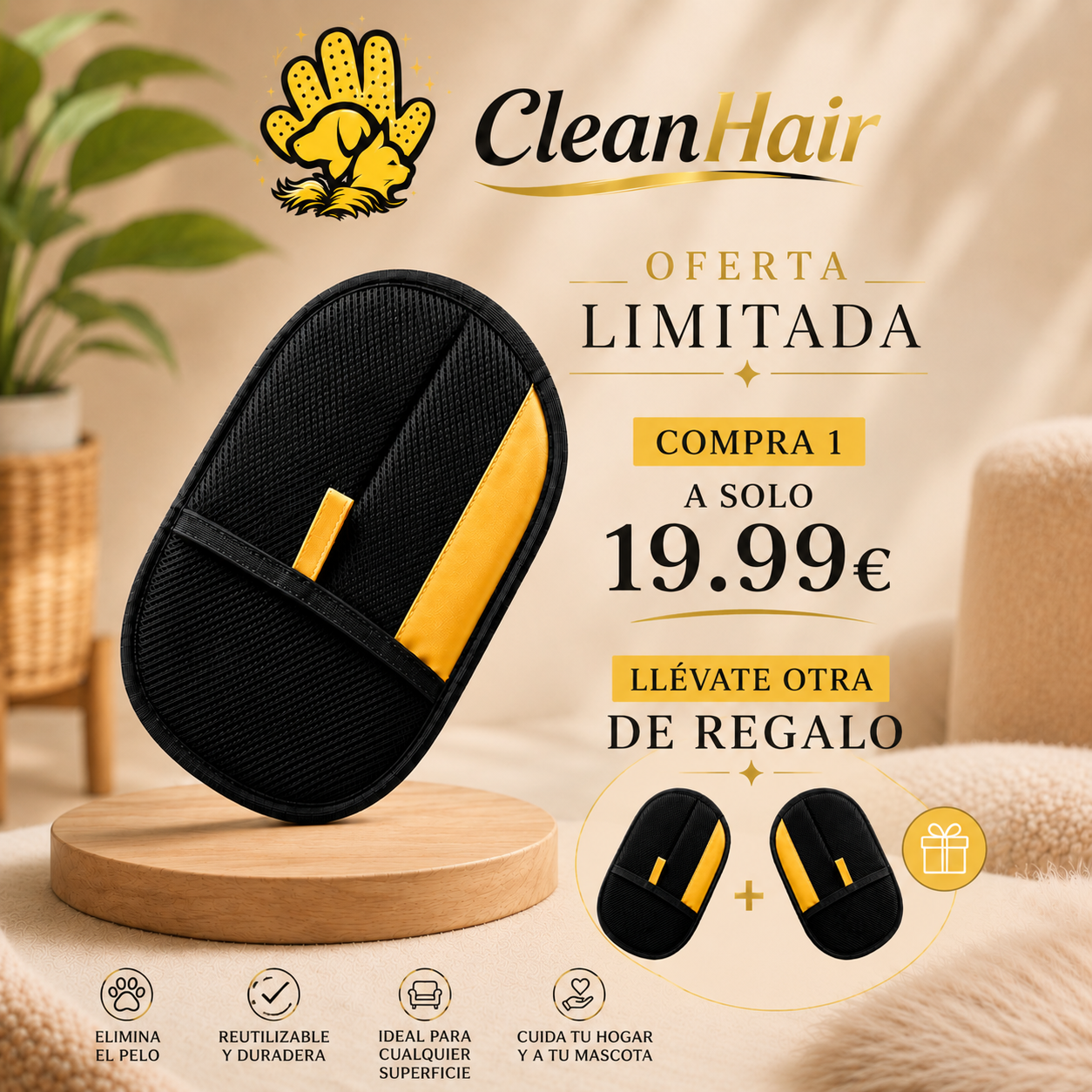 1 Manopla CleanHair + otra de REGALO