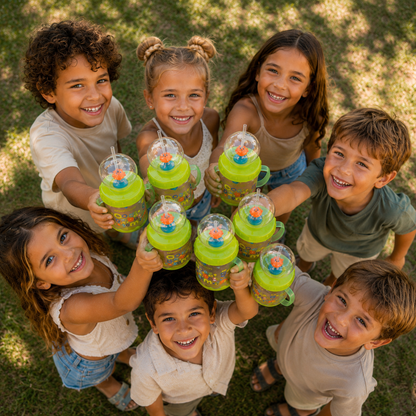 Vaso Infantil BUBBLIE Antiderrame con Pajita y Pecera de Ballena