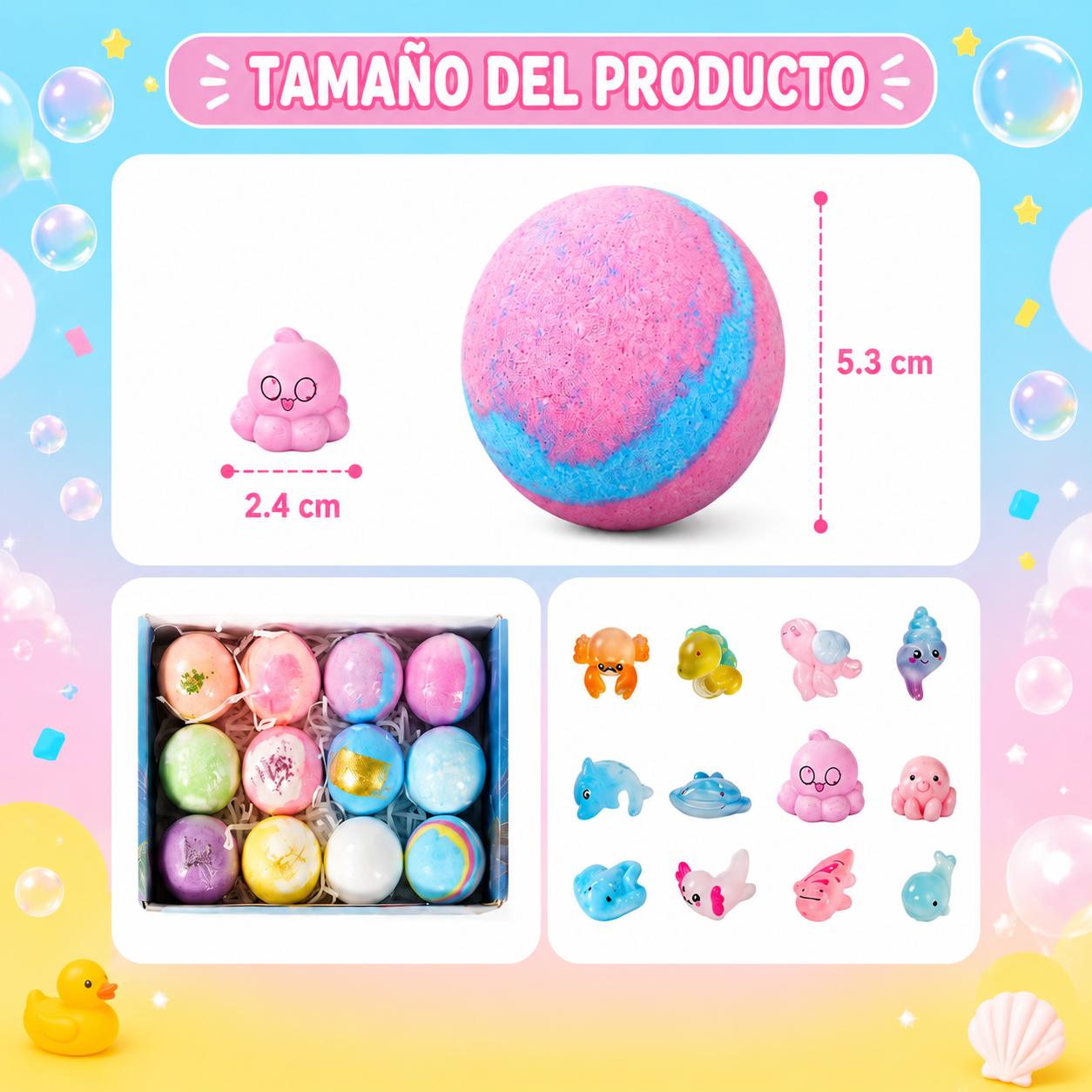 12 PCS  – Bombas de baño para niños con juguete sorpresa Magicpop + Toalla de regalo