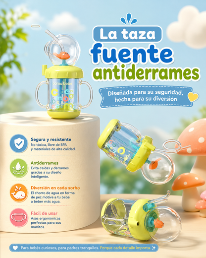 Vaso Infantil BUBBLIE Antiderrame con Pajita y Pecera de Ballena